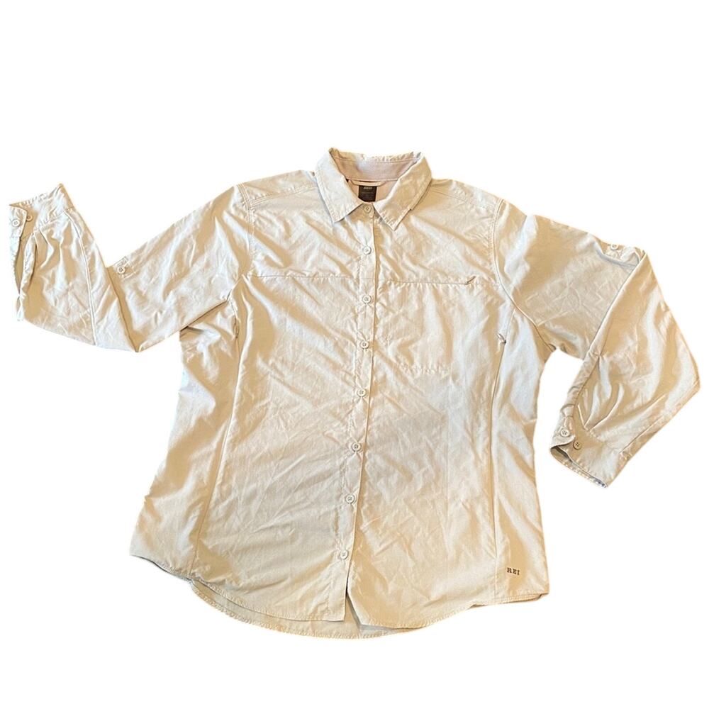 REI Women's Sahara Solid Long Sleeve Side Vent UPF 30 Shirt Size XL